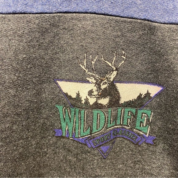L-XL VINTAGE 80s 90s WILDLIFE CLASSICS LIGHTWEIGHT COLOR BLOCK CREWNECK - Picture 4 of 4